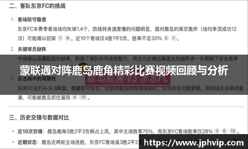 蒙联通对阵鹿岛鹿角精彩比赛视频回顾与分析