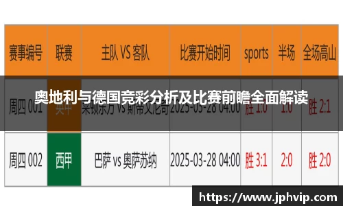 奥地利与德国竞彩分析及比赛前瞻全面解读